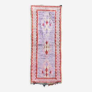 Boucherouite Moroccan Berber rug in cotton, bedside rug, 110x290 cm