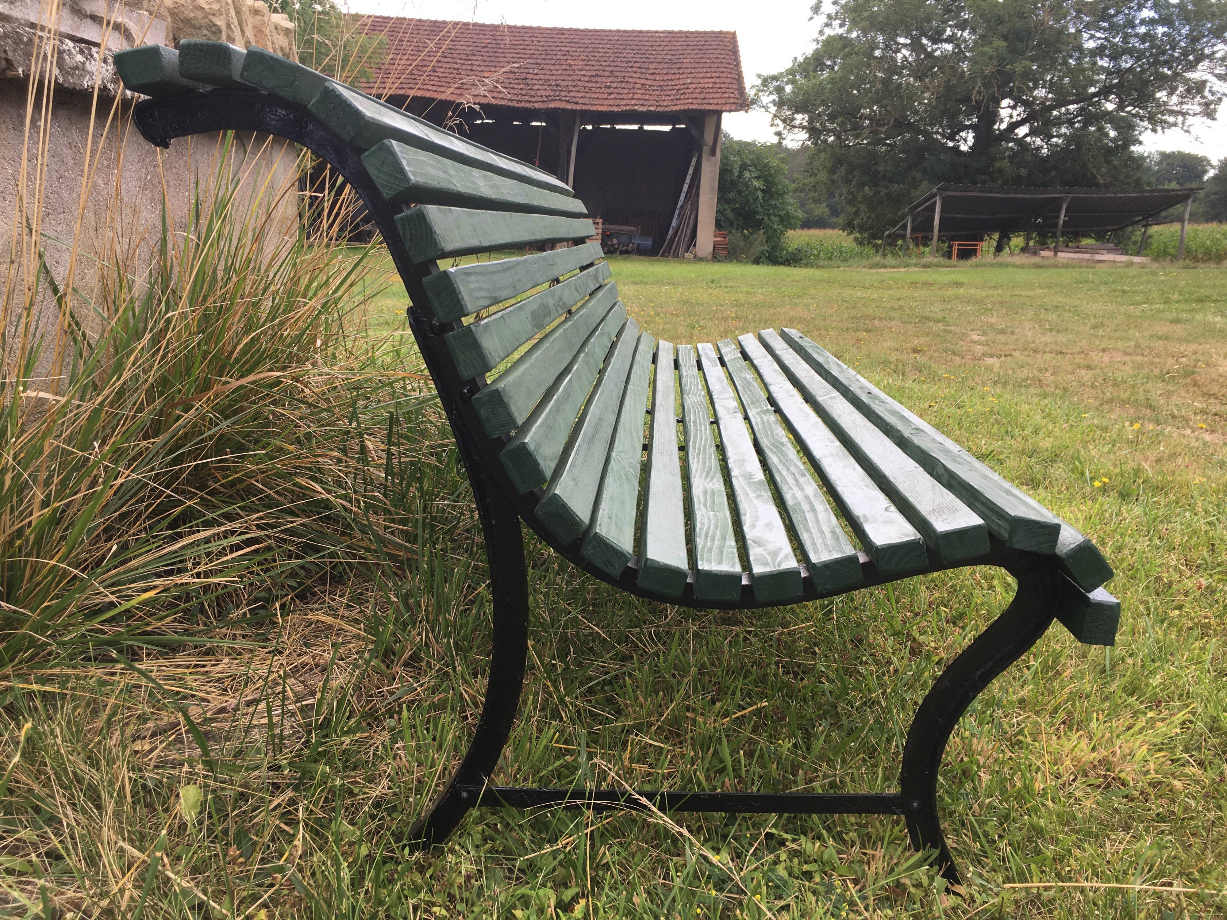 Wood and metal garden bench