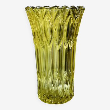 Large thick translucent yellow vase.