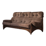Brutalist 3-seater sofa with a super soft brown fabric, 1970’s