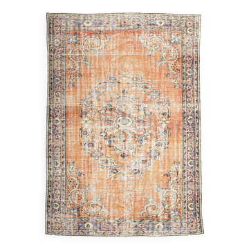 Pumpink Orange Turkish Vintage Rug, 191x272Cm
