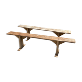 Paire de bancs de ferme