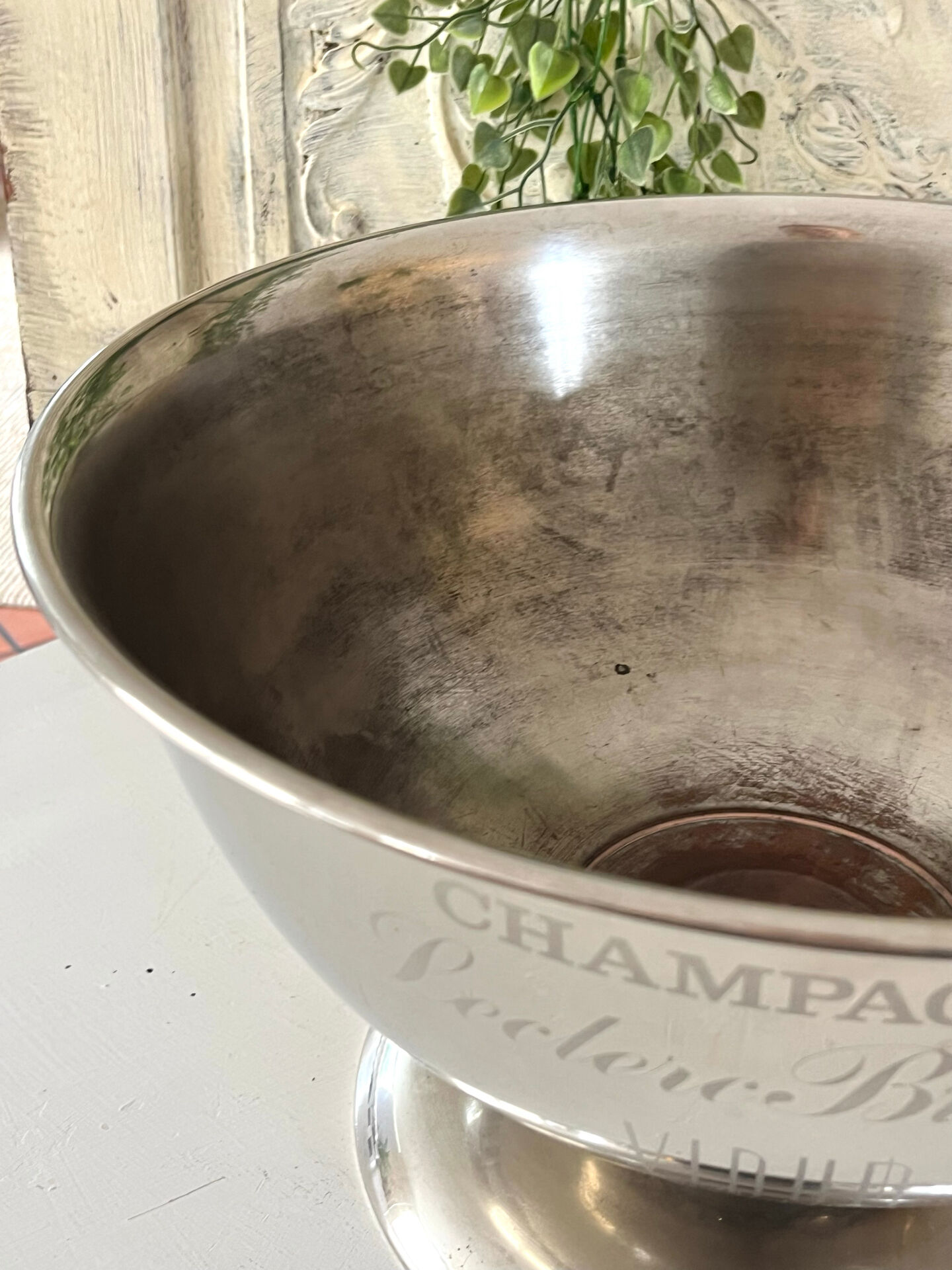 French champagne cooler bowl Leclerc Briant Vinum silver plated
