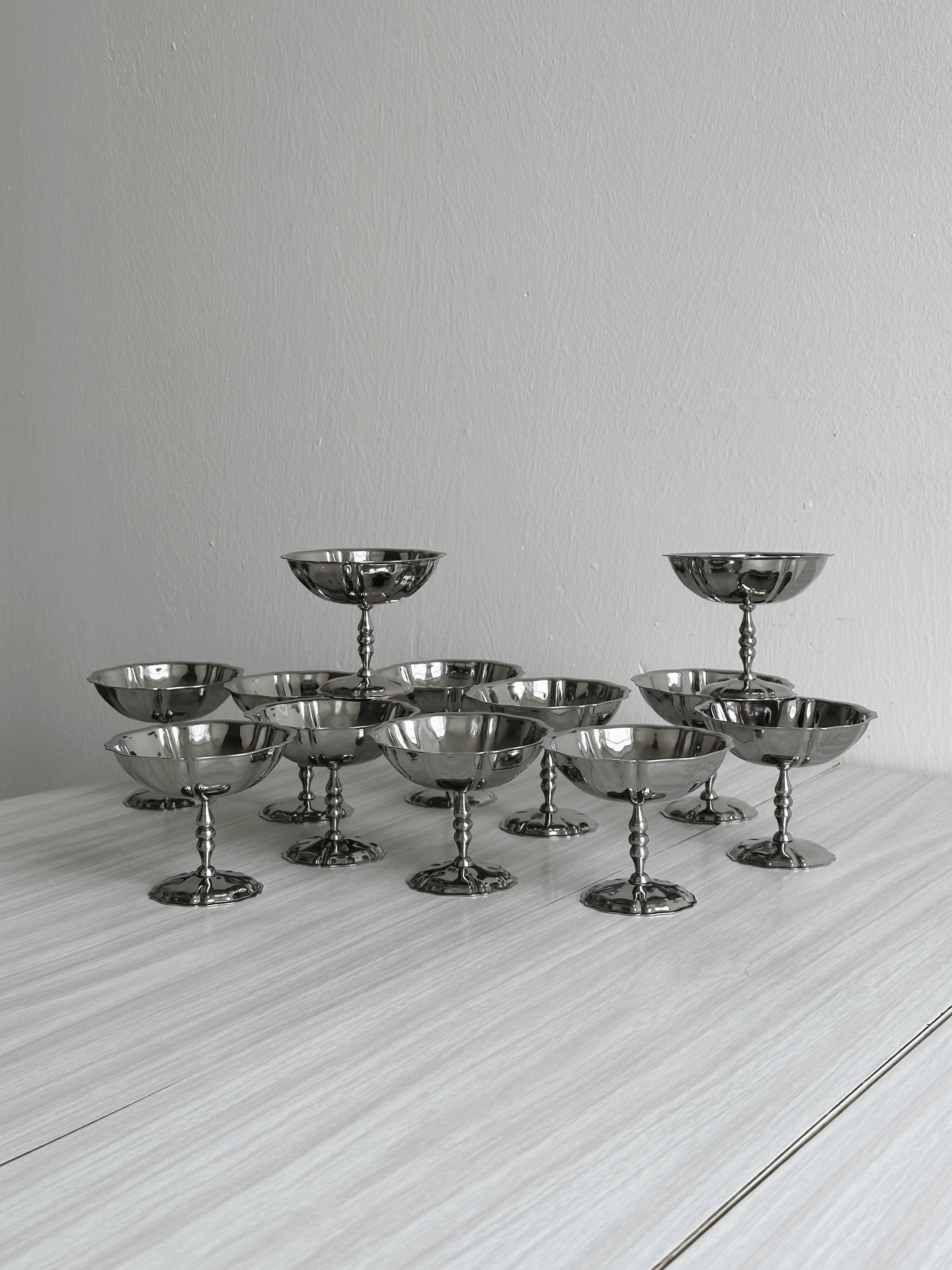 12 stainless steel footed bowls, Letang Remy style