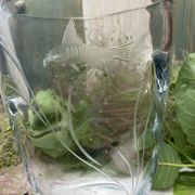 Pinched crystal vase engraved with vintage marine motifs