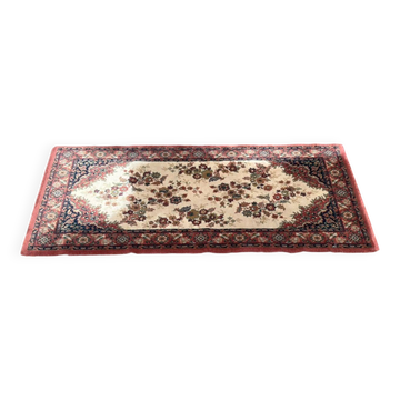 Vintage wool Persian rug with floral patterns 140x70 bedside rug.
