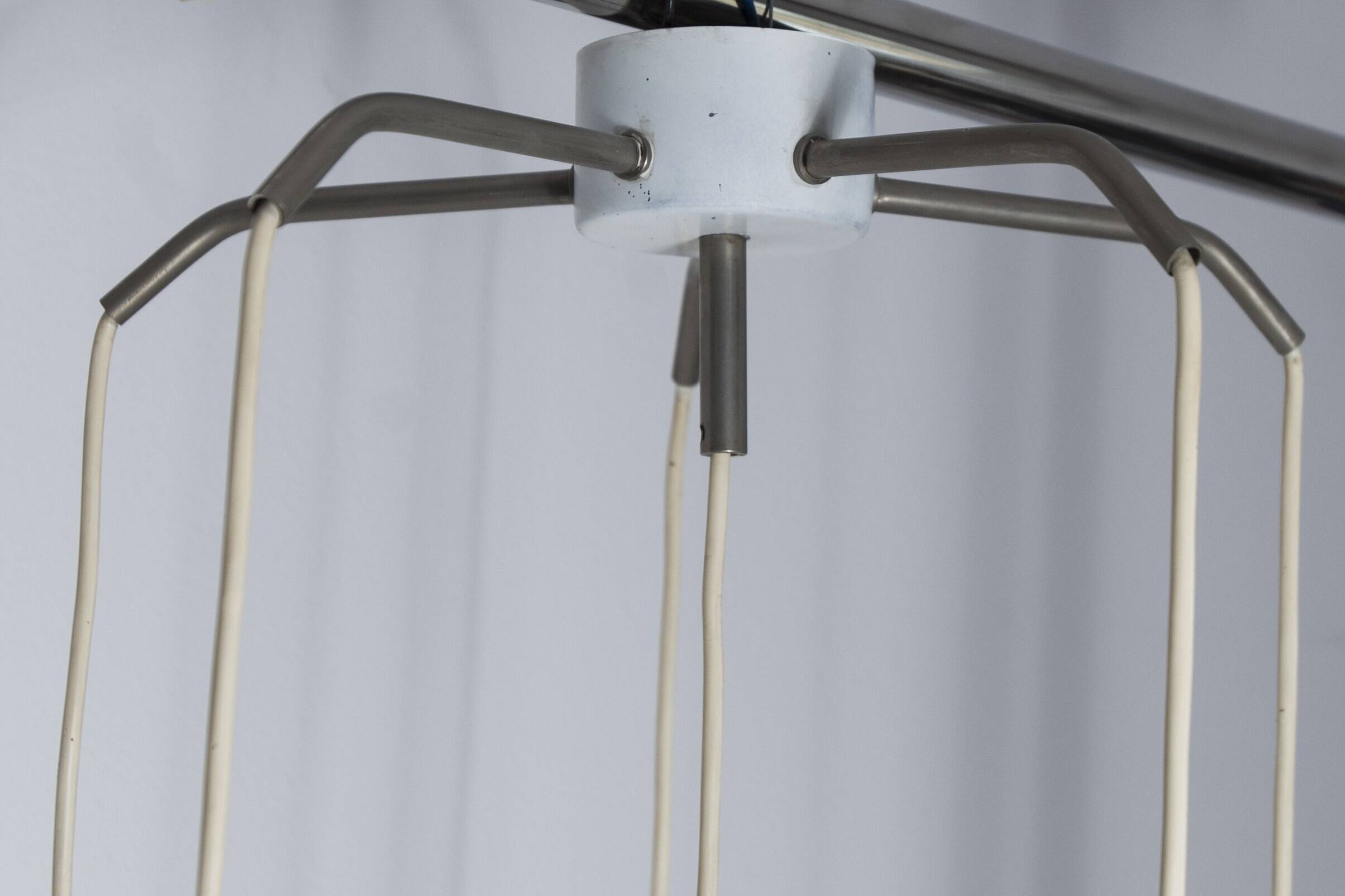 Light smoked glass water drop chandelier with 6 drops from the 1960s.