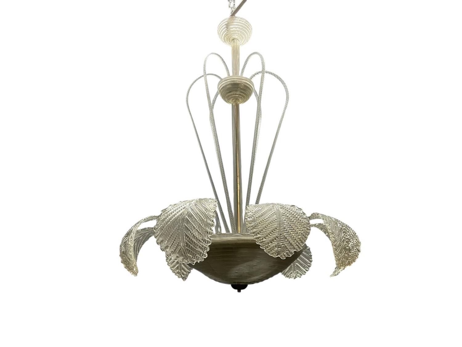 Grand lustre cascade en verre de Murano Barovier, années 1940