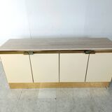 Crédence vintage laquée et laiton, 1980