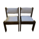 Pair of brutalist chairs in solid wood and jacquard fabric.