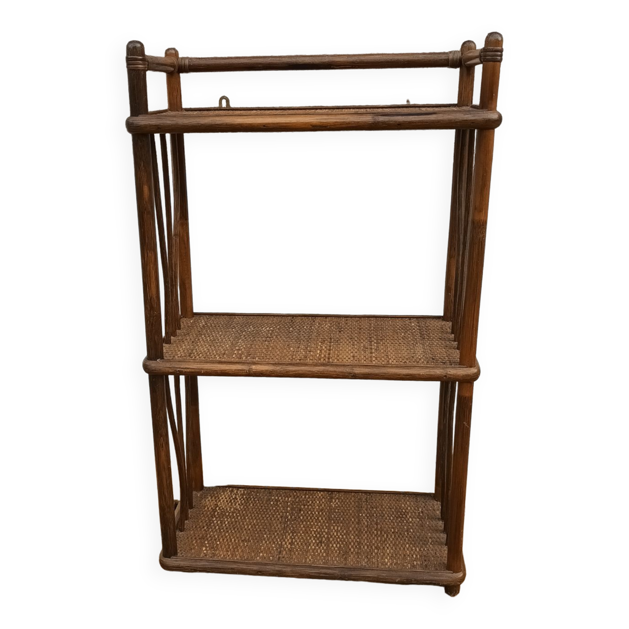 Vintage rattan shelf and canning