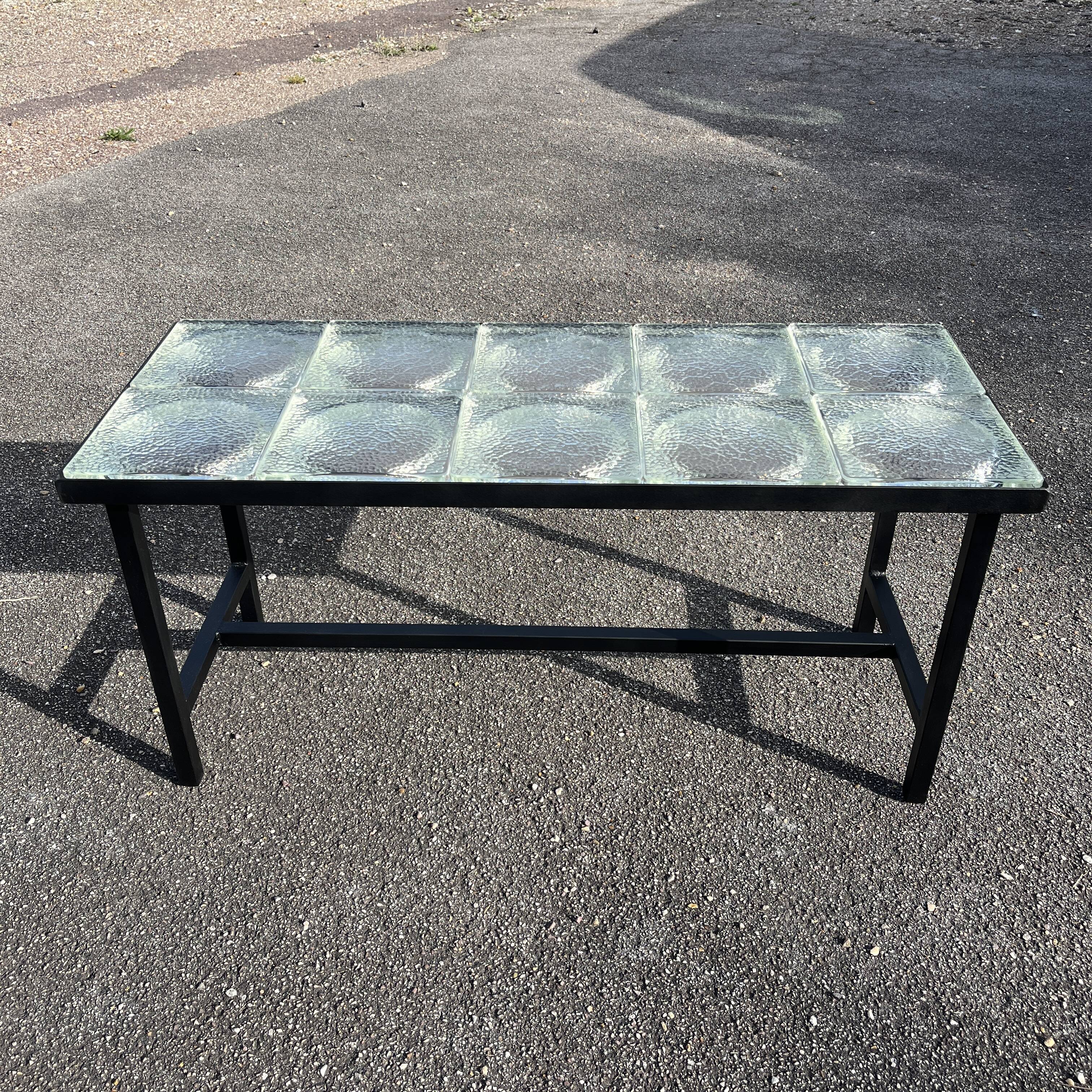 Table basse moderniste carreaux de verre Saint Gobain