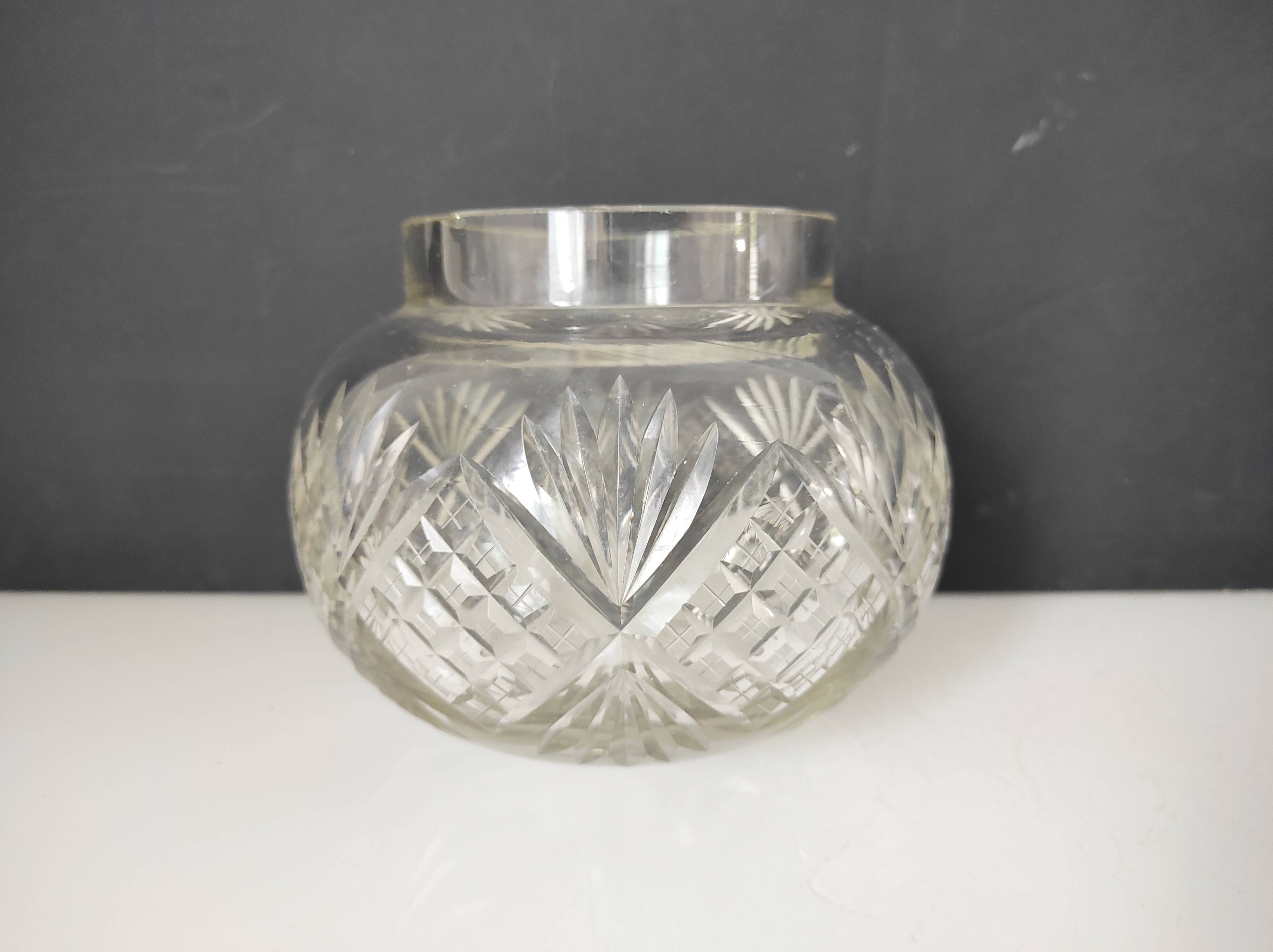 Cut crystal ball vase