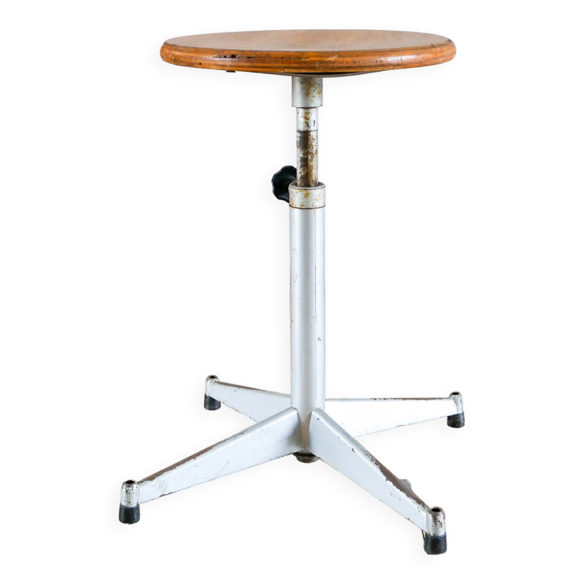 Industrial workshop stool, Made in France, adjustable height, 1970