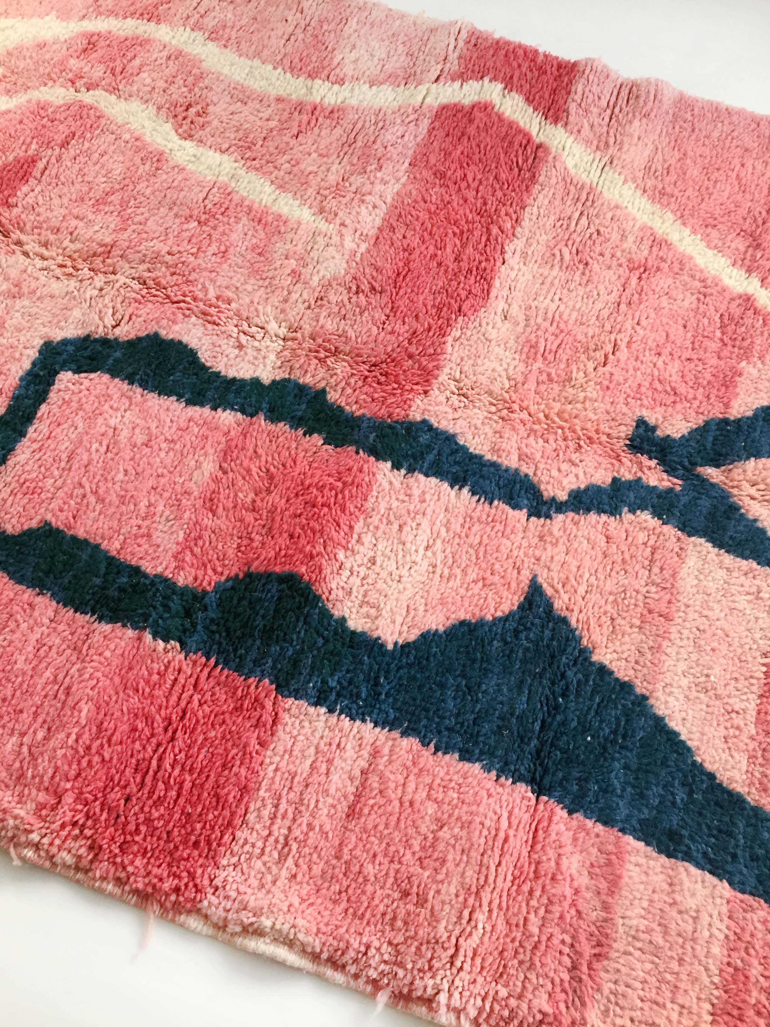 Moroccan Berber carpet Beni Ouarain pink patterned 246x161cm