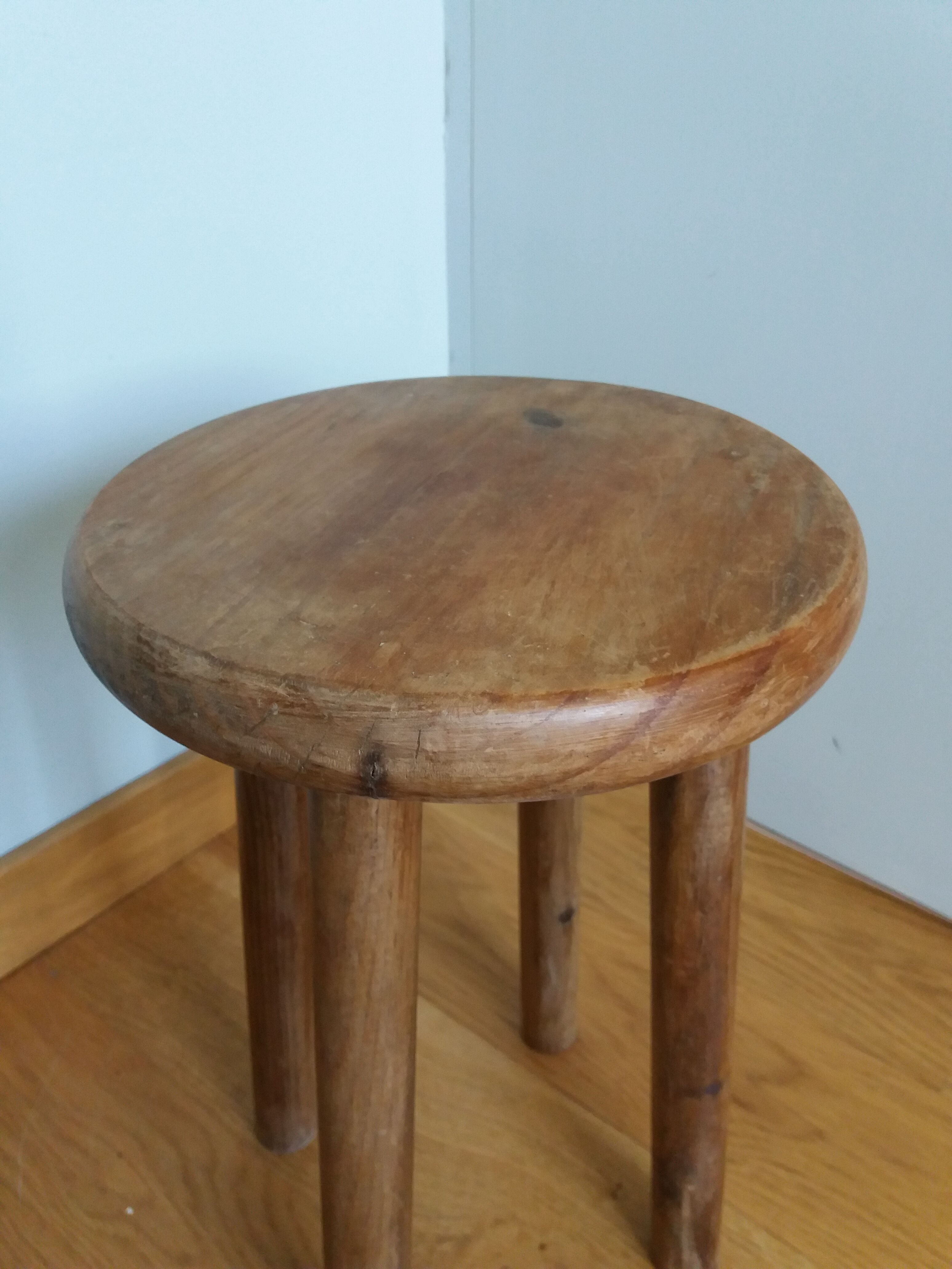 Round solid wood stool at 4 feet