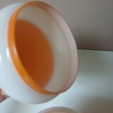 2 orange and white opaline lampshades from the 70s