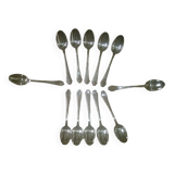 Box of 12 old silver-plated spoons, 18 g 19th century