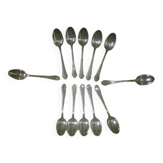 Box of 12 old silver-plated spoons, 18 g 19th century