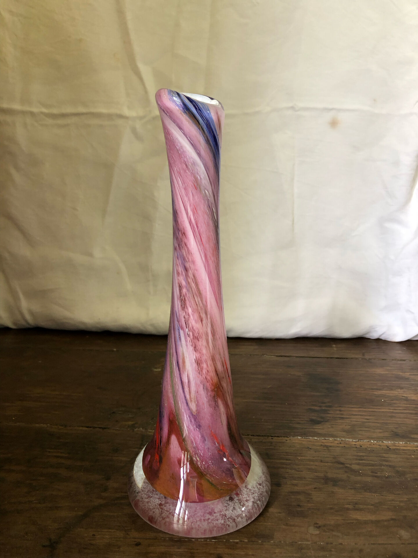 Vase tube en verre soufflé multi couleurs