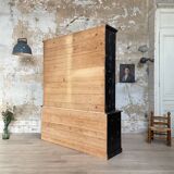 Display cabinet in patinated wood