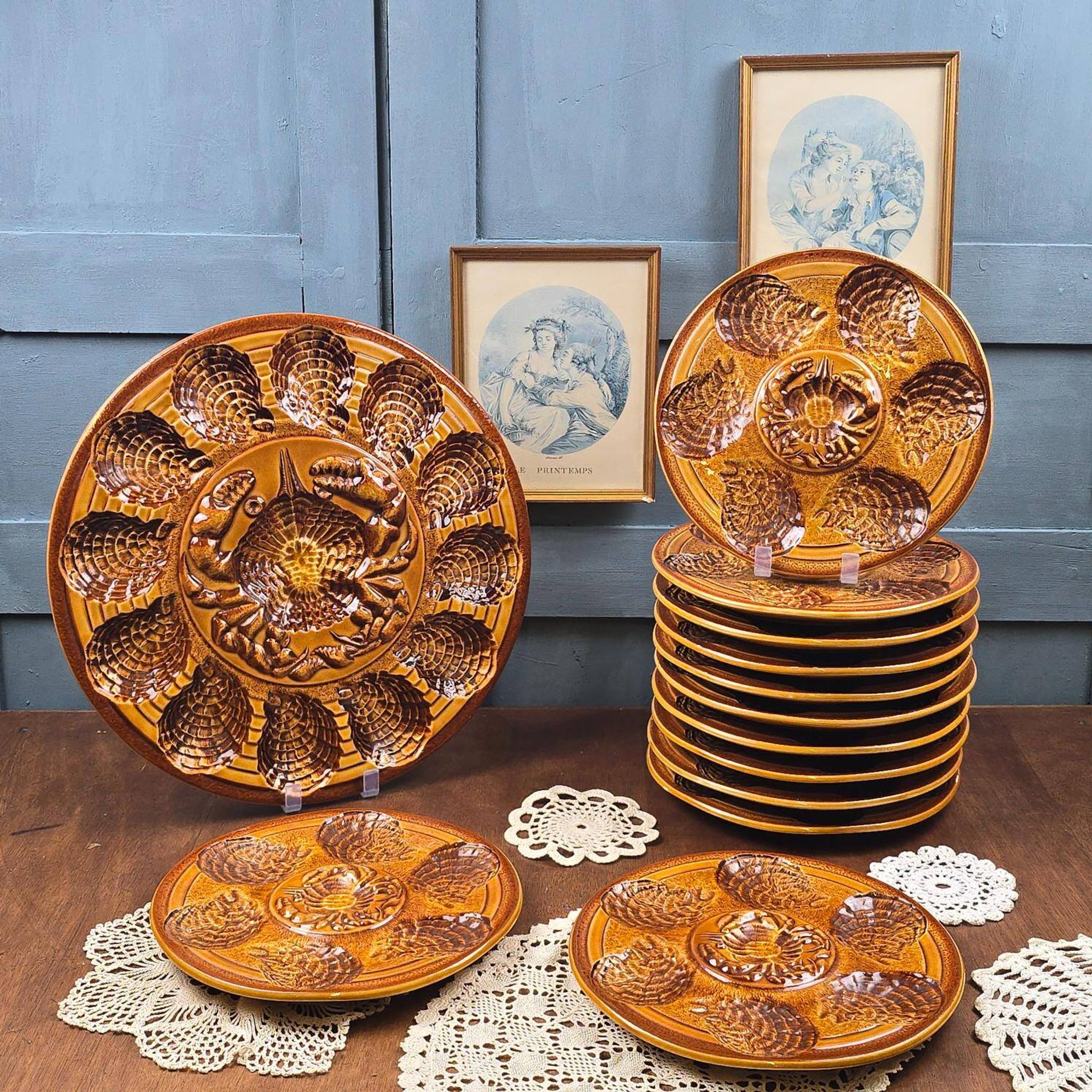 Oyster service Atelier du Revernay France – Vintage Barbotine