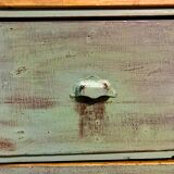 Meuble de metier enfilade a tiroirs en bois restauré