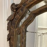Large mirror or trumeau with beadwork in carved and gilded wood. Italian work from the beginning of the 19th century