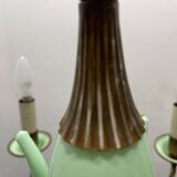 1950’s Opaline Glass Bronze Chandelier
