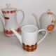 Lot de 3 cafetières théières vintage motif orange en porcelaine