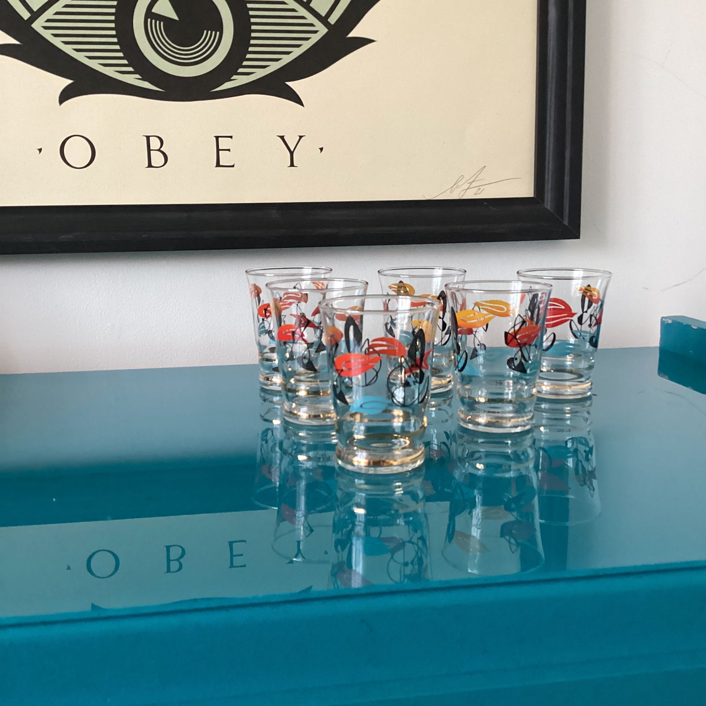 Set of 6 glasses 60s