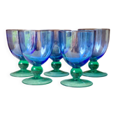 5 vintage Ålhens green and blue blown glasses