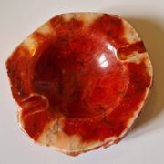 Vintage ashtray / pocket in red alabaster by Romano Bianchi, Italy 1960
