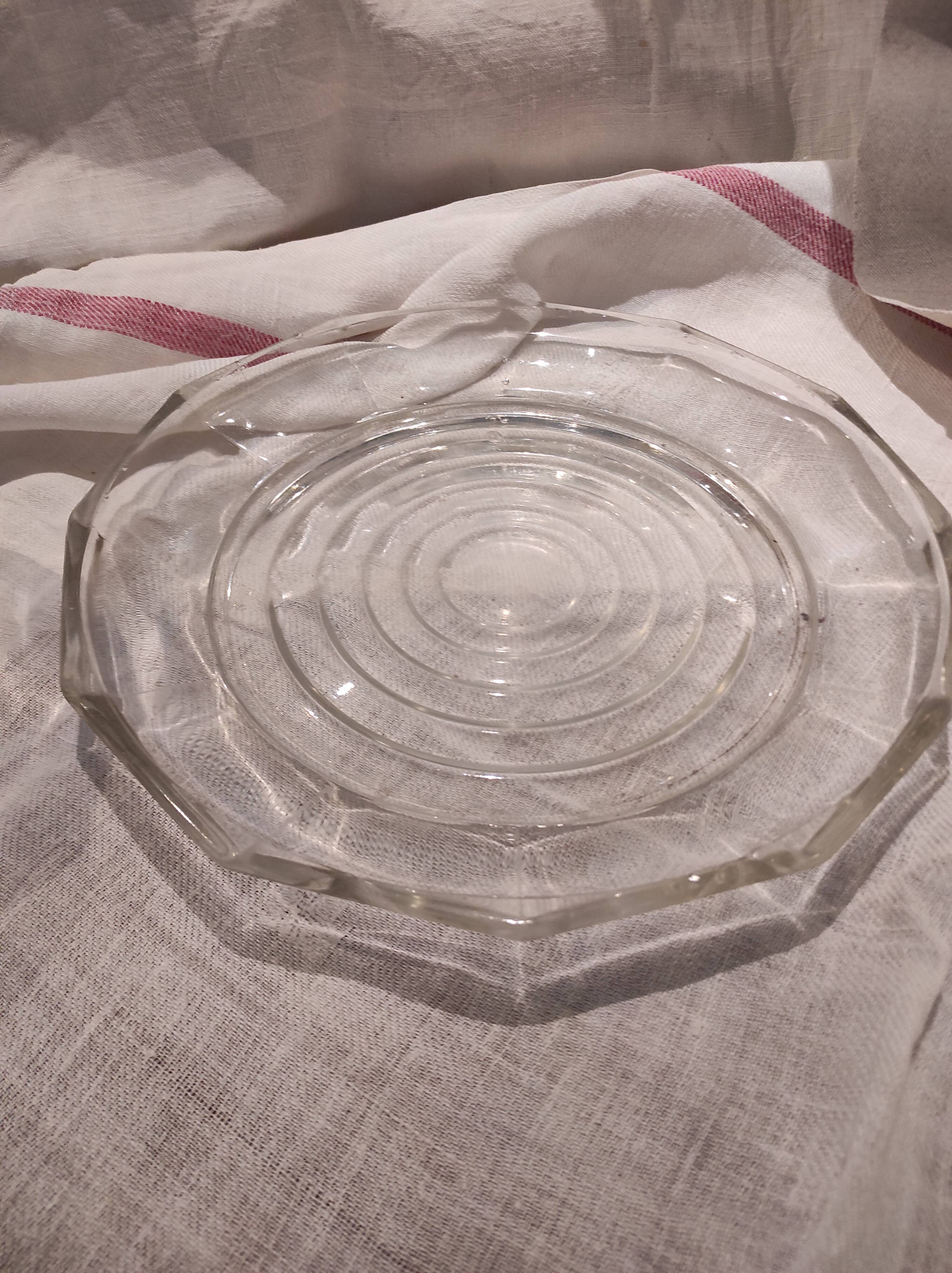 French vintage glass cheese dish