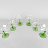 Ensemble de six verres à pied Art Déco, Tchécoslovaquie