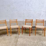 Set of 4 Scandinavian style chairs in vintage beech