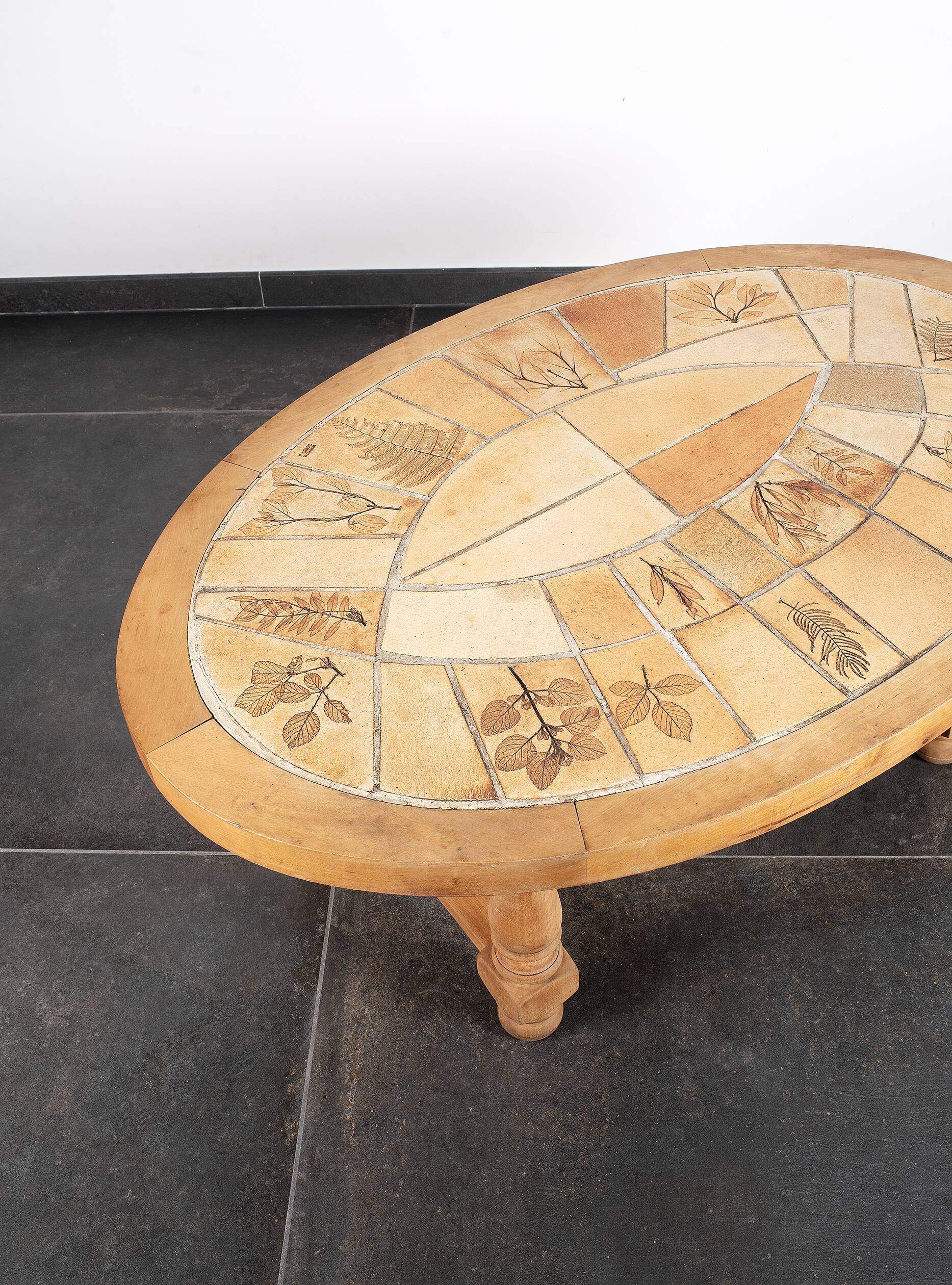 Vallauris wooden and ceramic coffee table