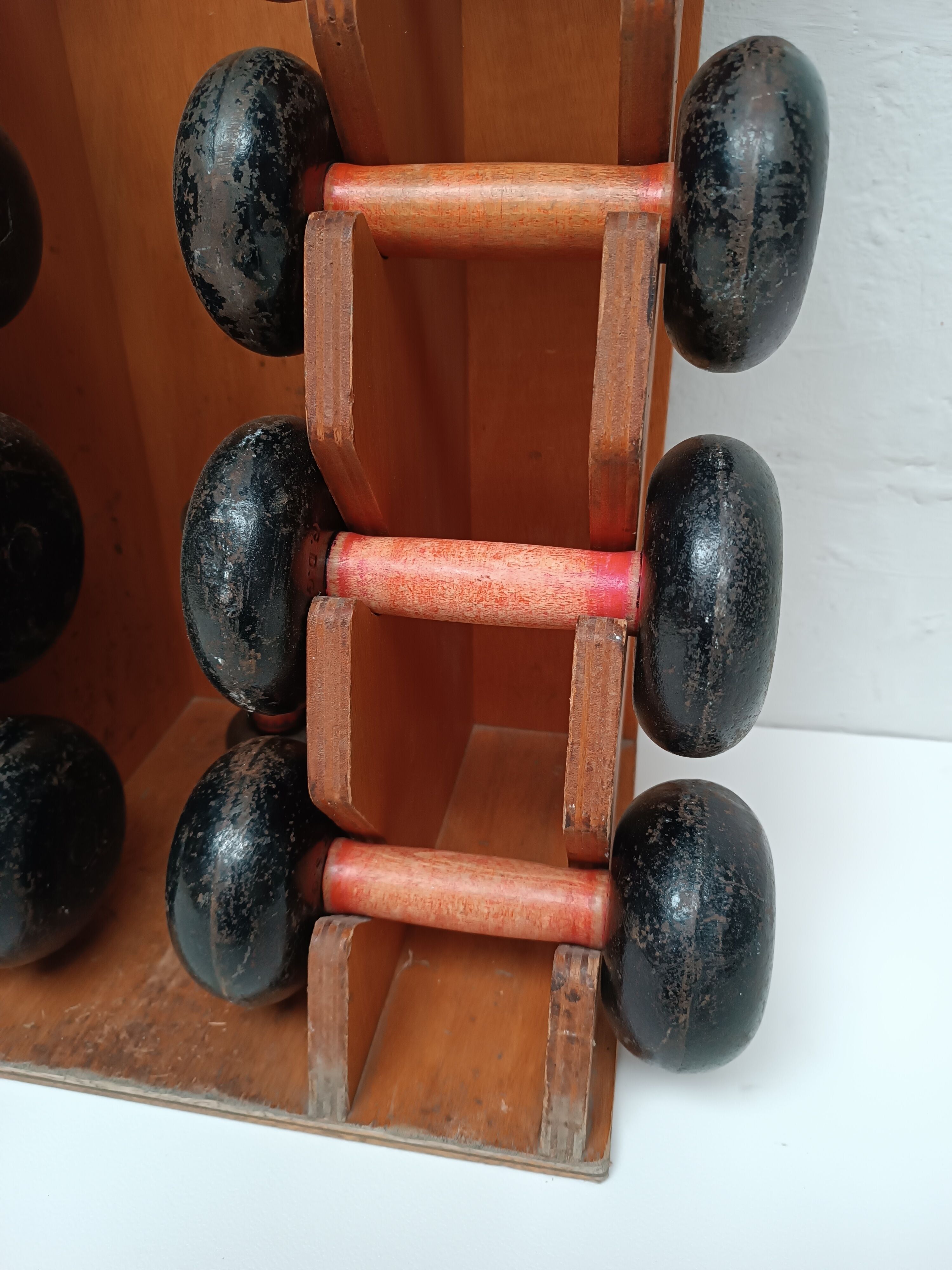 60s dumbbell wall display