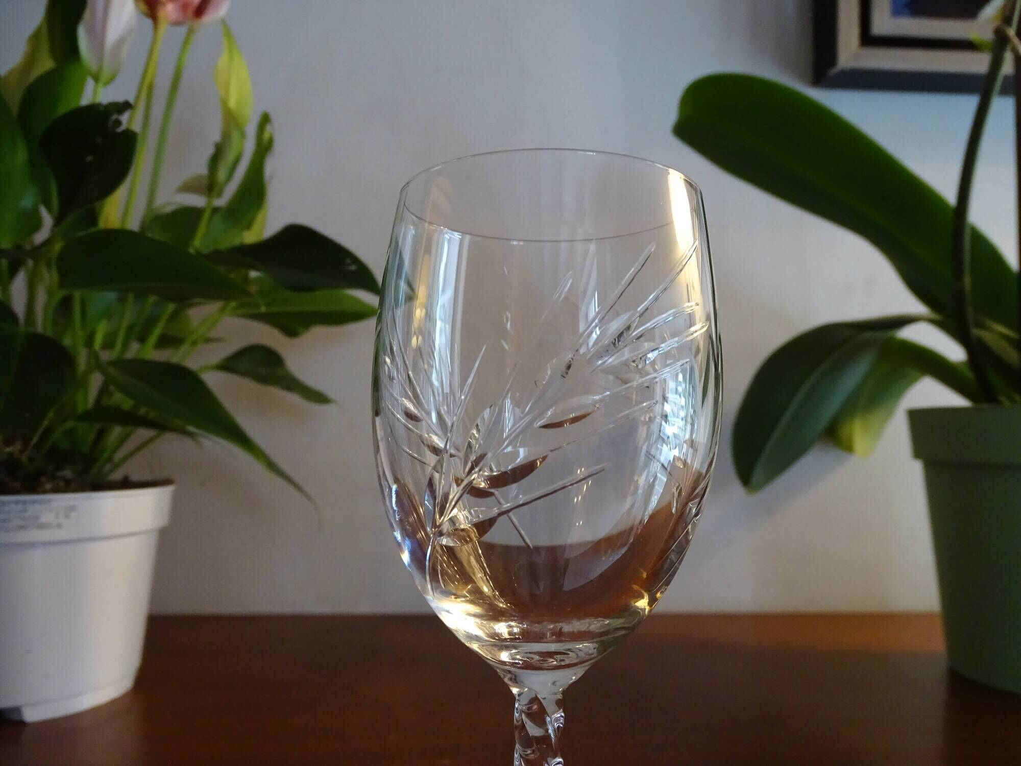 6 glasses of red wine crystal of Arques - Model fleury Epi signed - 17,6 cm