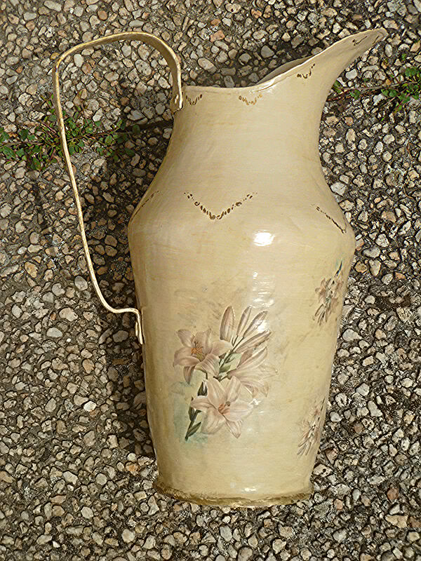 Vintage painted copper jug