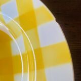 Set of 8 old Digoin Sarreguemines plates, yellow Scottish model