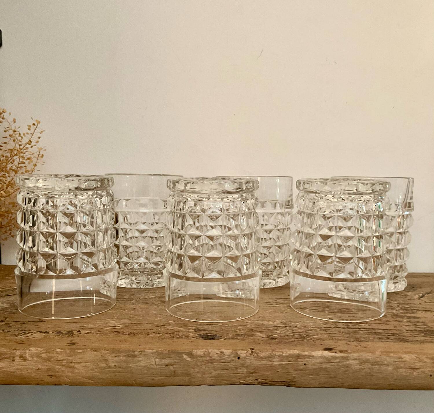 6 vintage whisky glasses