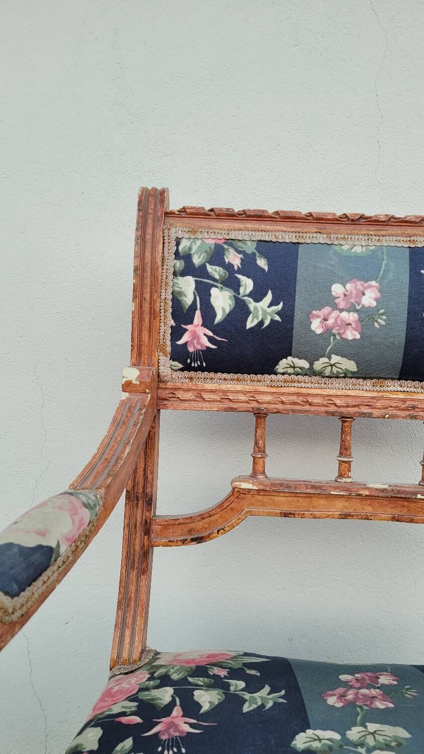 Antique Louis Xvi style armchair 1900s Fleuris fabrics
