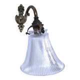 Gilt bronze wall light quality glass Holophane 1900