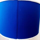 Longwy earthenware lamp and Klein blue lampshade