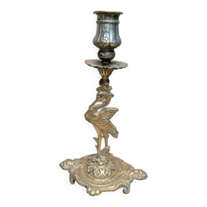 Bougeoir ancien en laiton - style art