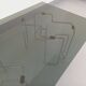 Table basse rectangulaire Space Age vintage en verre fumé et métal chromé