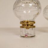 Pair of solid clear crystal candlesticks in modern Scandinavian style Orrefors Sweden