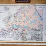 Europe and its reliefs, original map printed in 1879.