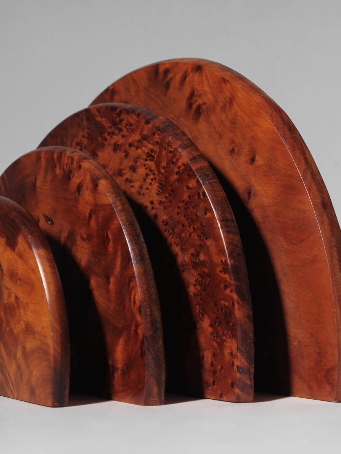 Art Deco Burl Wood Letter Holder